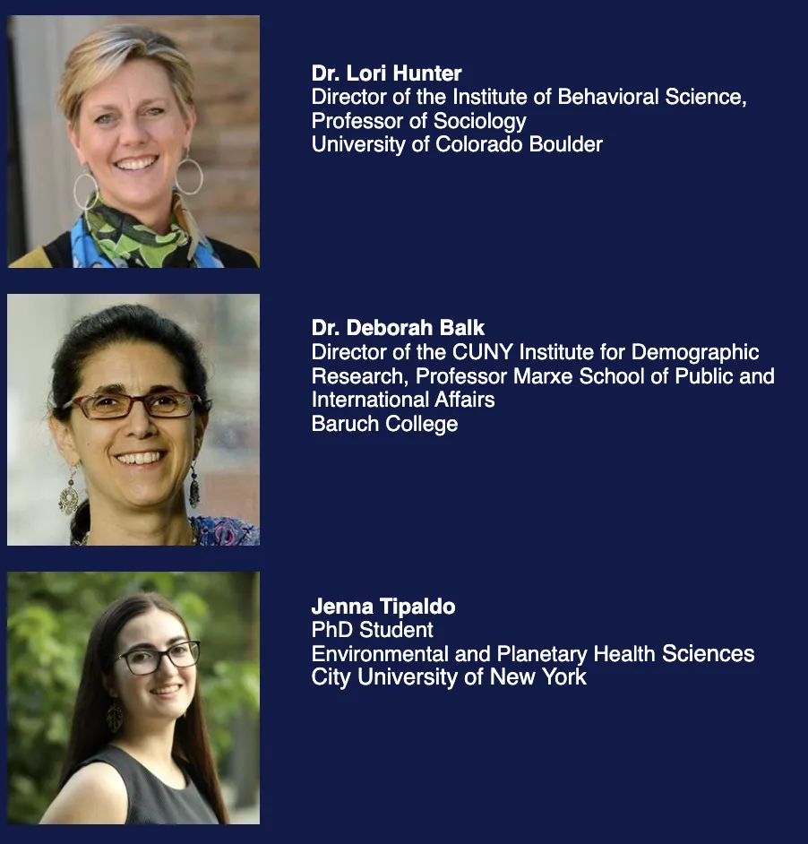 CPRC Seminar with Lori Hunter, Deborah Balk, and Jenna Tipaldo