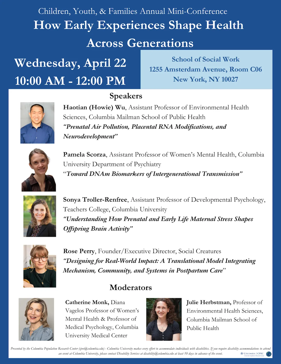 CPRC Children, Youth, and Families Mini-Conference:
How Early Experiences Shape Health Across Generations